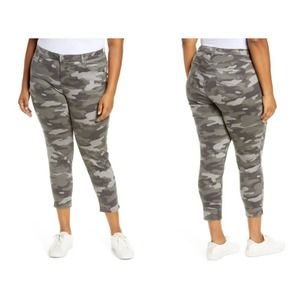 Wit & Wisdom 'Ab' Solution Camo High Waist Ankle Skinny Pants Deep Sage Size 16